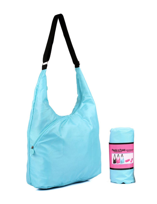 Pack n Fold Foldable Hobo Crossbody Bag Blue - karlahanson.com